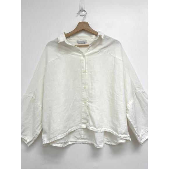 Linenfox Halli Linen Button-Down Shirt Oversized Boxy Lagenlook Coastal S/M - Picture 4 of 8